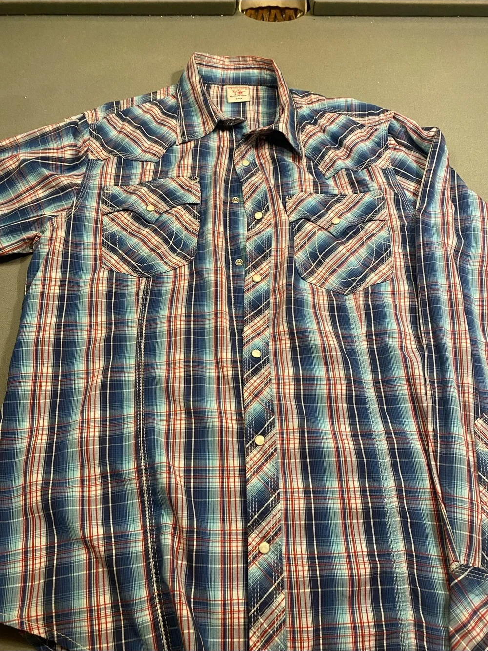 True Religion Blue Plaid Western Button-Up Shirt